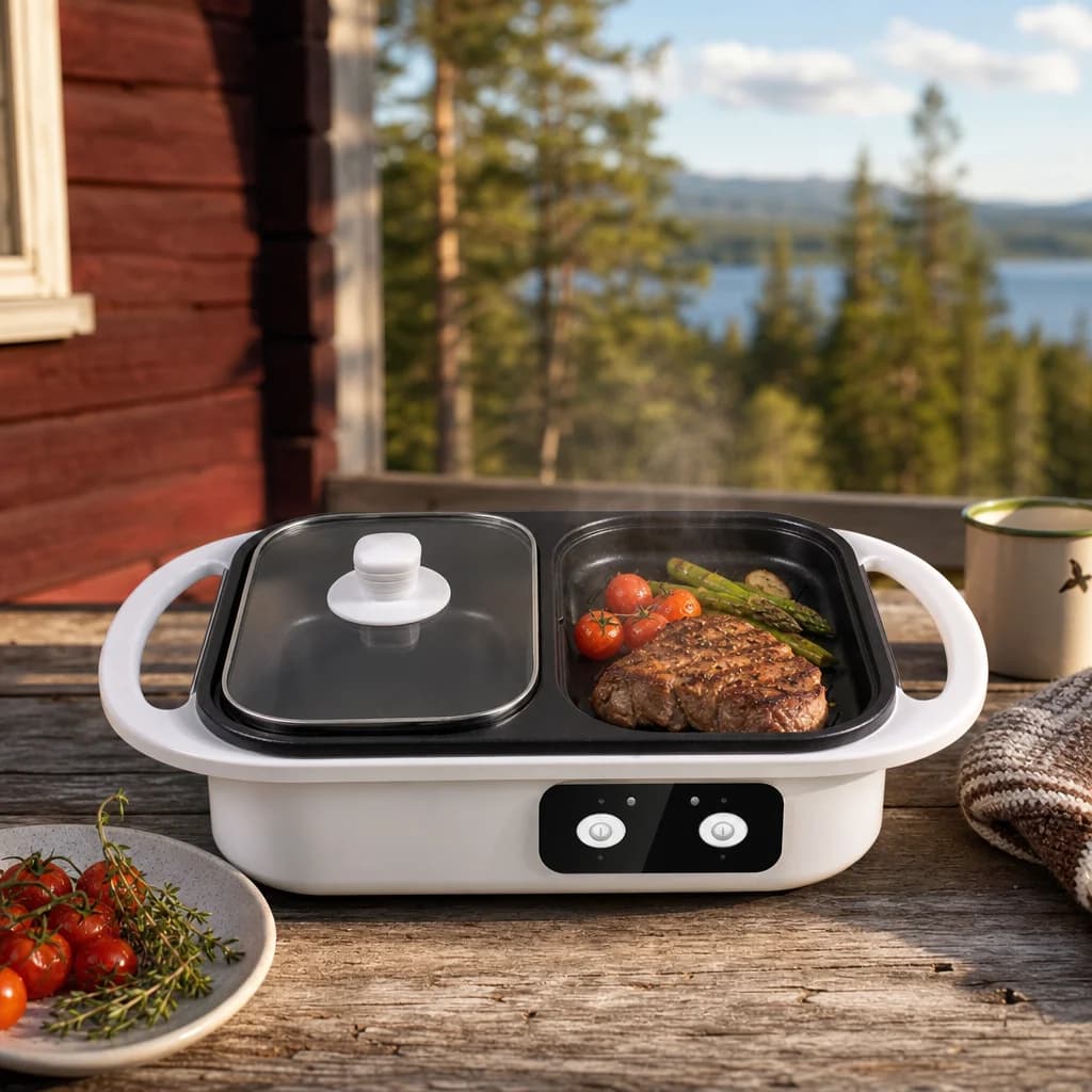 LettGrill på verandaen til en norsk hytte